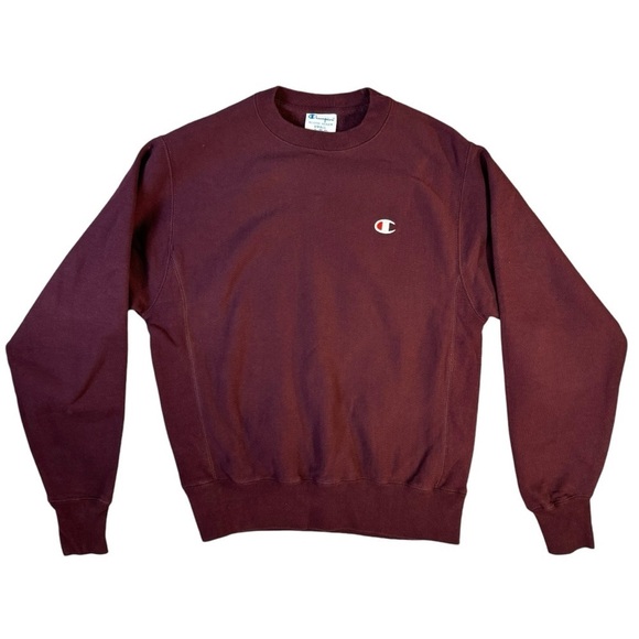 90s Vintage Champion Crew Neck Pull Over Sweatshirt Burgundy Mens Size Small - Picture 1 of 7